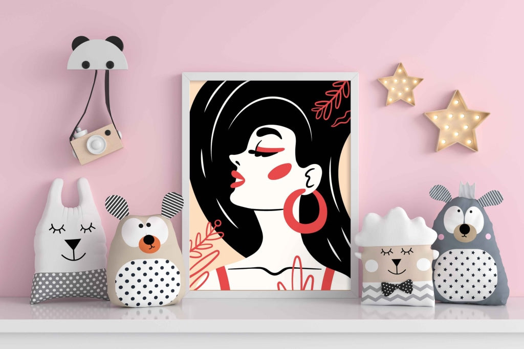 Stylish Design Women Portrait Art Frame For Wall Decor- Funkydecors Xs / White Posters Prints &