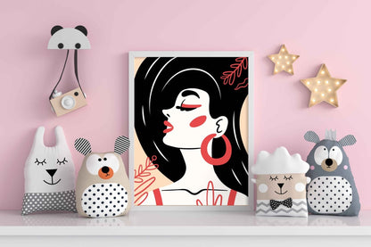 Stylish Design Women Portrait Art Frame For Wall Decor- Funkydecors Xs / White Posters Prints &