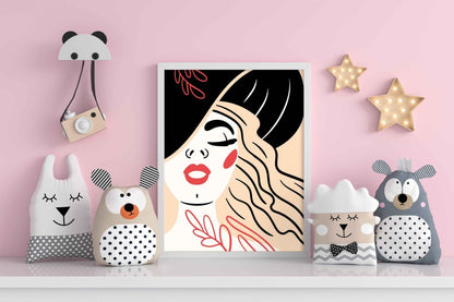 Stylish Design Women Portrait Art Frame For Wall Decor- Funkydecors Xs / White Posters Prints &