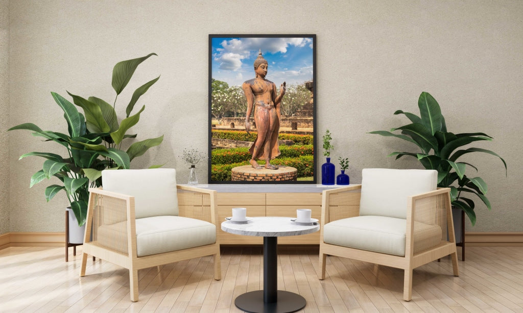 Sukhothai Sculpture - Spiritual Art Frame For Wall Decor- Funkydecors Xs / Black Posters Prints &amp;
