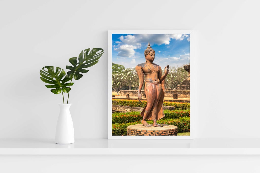 Sukhothai Sculpture - Spiritual Art Frame For Wall Decor- Funkydecors Xs / White Posters Prints &amp;