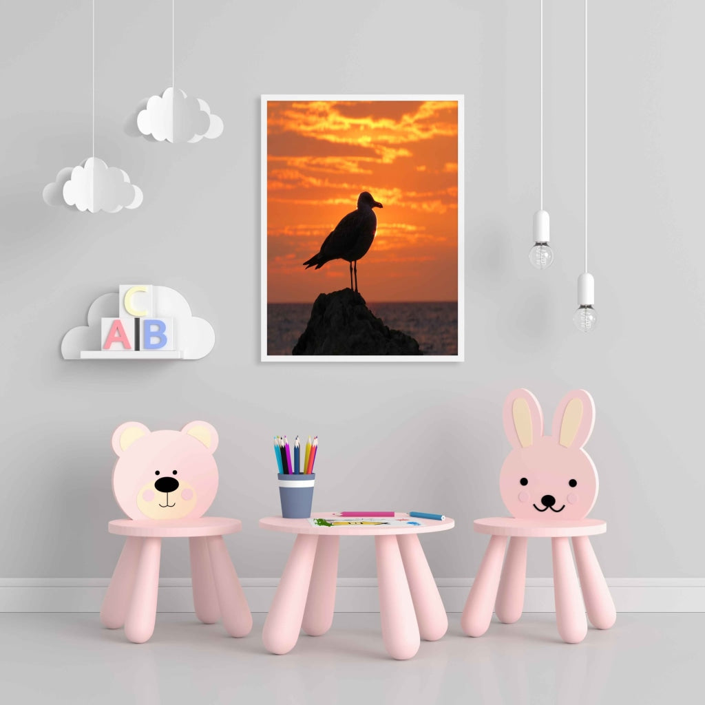 Sun And Bird - Animal Art Frame For Wall Decor- Funkydecors Xs / White Posters Prints &amp; Visual
