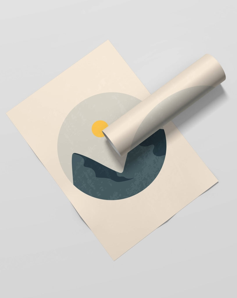 Sun And Moon - Minimal 2 Panels Art Frame For Wall Decor- Funkydecors Xs / Roll Posters Prints &