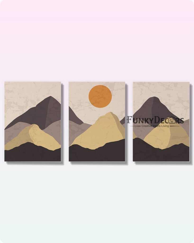 Sun Art - Abstract 3 Panels Frame For Wall Decor- Funkydecors Posters Prints &amp; Visual Artwork