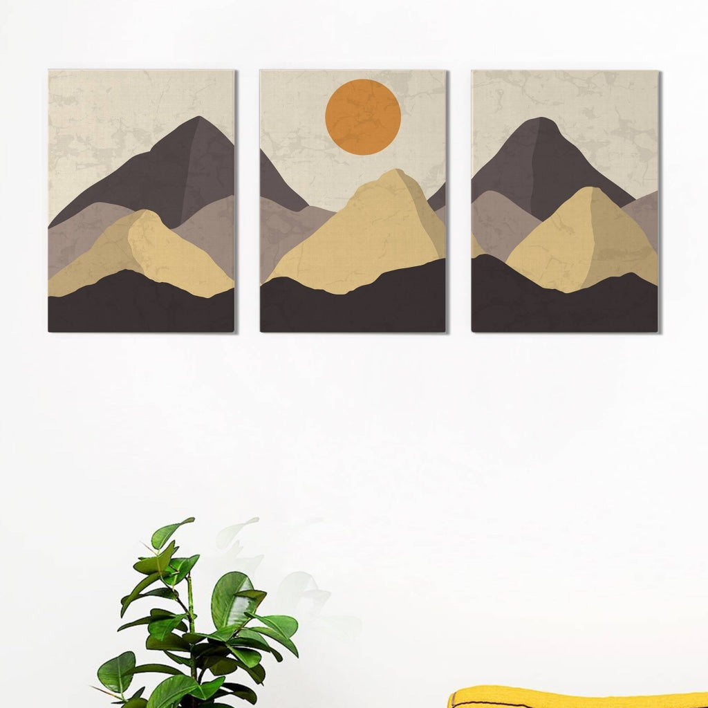 Sun Art - Abstract 3 Panels Frame For Wall Decor- Funkydecors Xs / Canvas Posters Prints & Visual