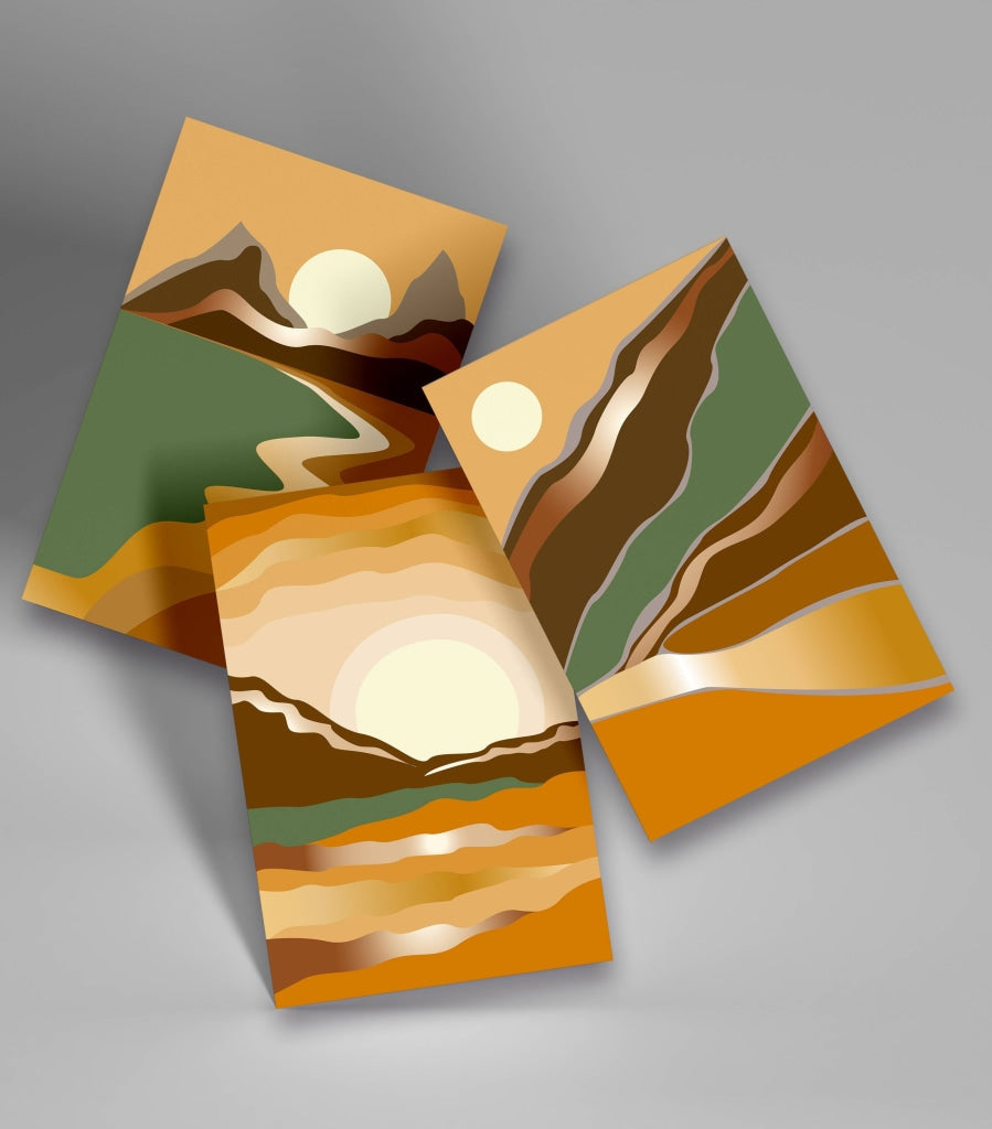 Sunrise - Abstract 3 Panels Art Frame For Wall Decor- Funkydecors Xs / Roll Posters Prints &amp; Visual