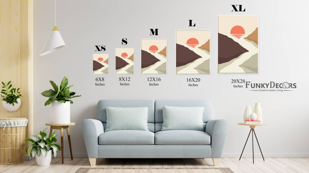 Sunset - Abstract 3 Panels Art Frame For Wall Decor- Funkydecors Posters Prints & Visual Artwork