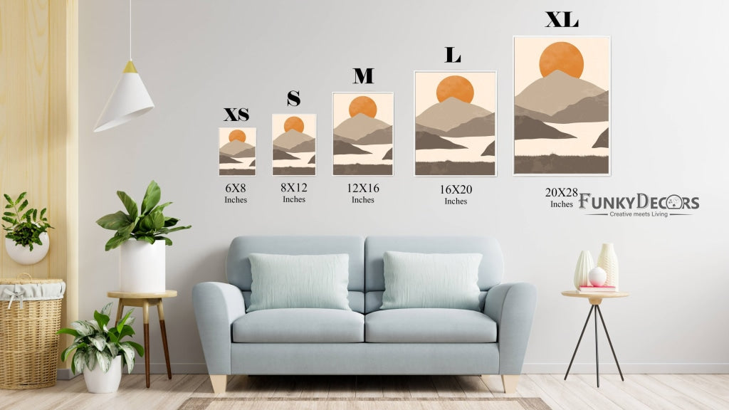 Sunset - Abstract 3 Panels Art Frame For Wall Decor- Funkydecors Posters Prints &amp; Visual Artwork