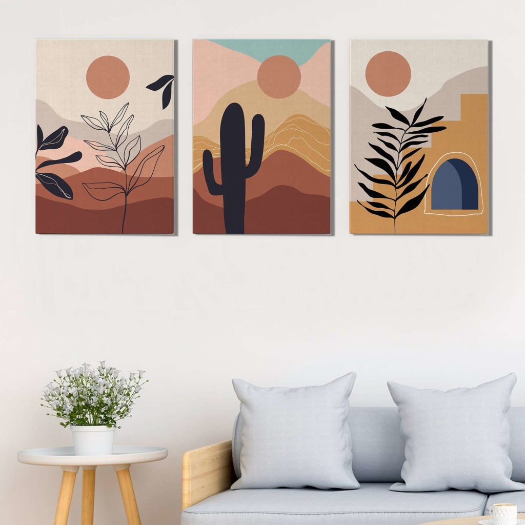 Sunset Abstract 3 Panels Art Frame For Wall Decor- Funkydecors Xs / Canvas Posters Prints &amp; Visual