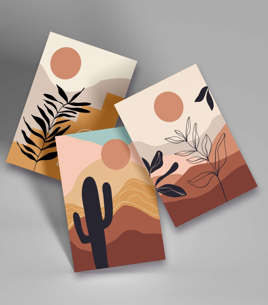 Sunset Abstract 3 Panels Art Frame For Wall Decor- Funkydecors Xs / Roll Posters Prints & Visual