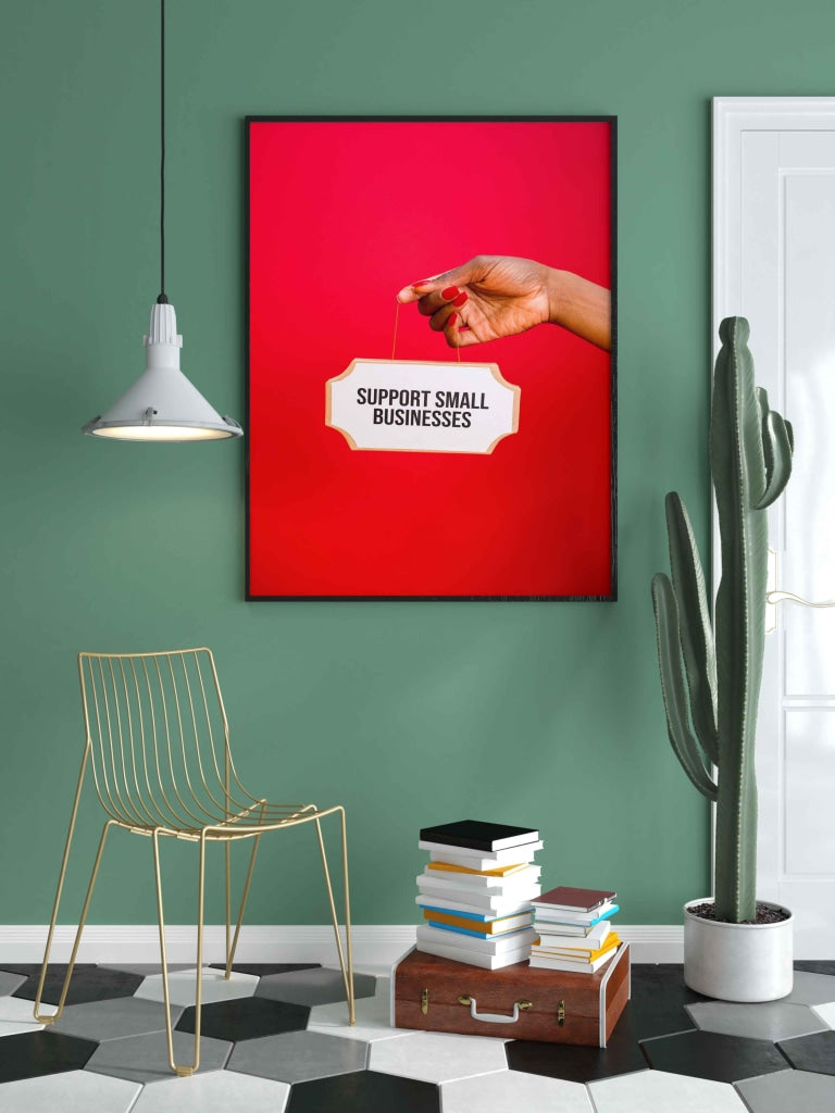Support Small Businesses - Business Art Frame For Wall Decor- Funkydecors Xs / Black Posters Prints
