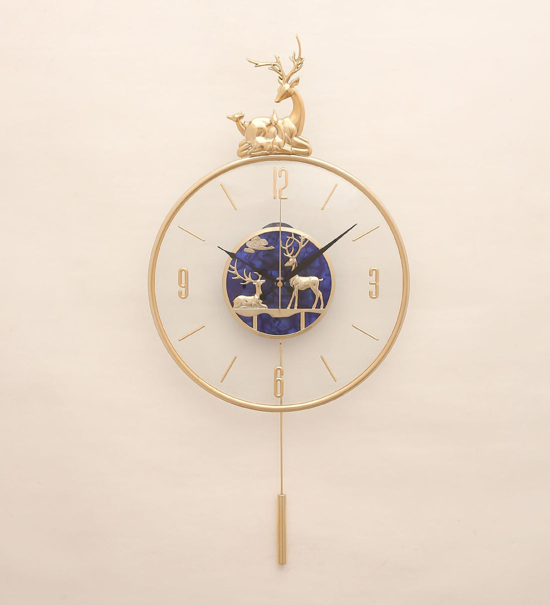FunkyDecors Multicolor Minimal Transparent Reindeer Pendulum Wall Clock , Wall Watch , Wall Decor for Home Office Decor and Gifts 60 CM Tall