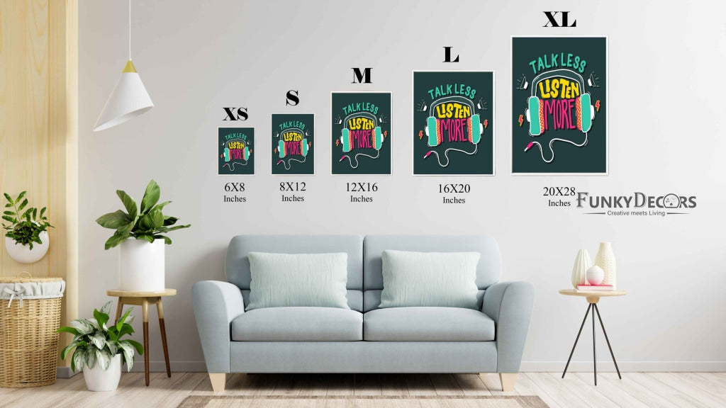 Talk Less Listen More - Inspirational Quotes Art Frame For Wall Decor- Funkydecors Posters Prints &