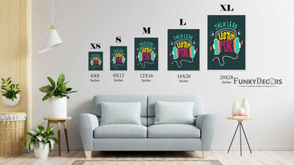 Talk Less Listen More - Inspirational Quotes Art Frame For Wall Decor- Funkydecors Posters Prints &