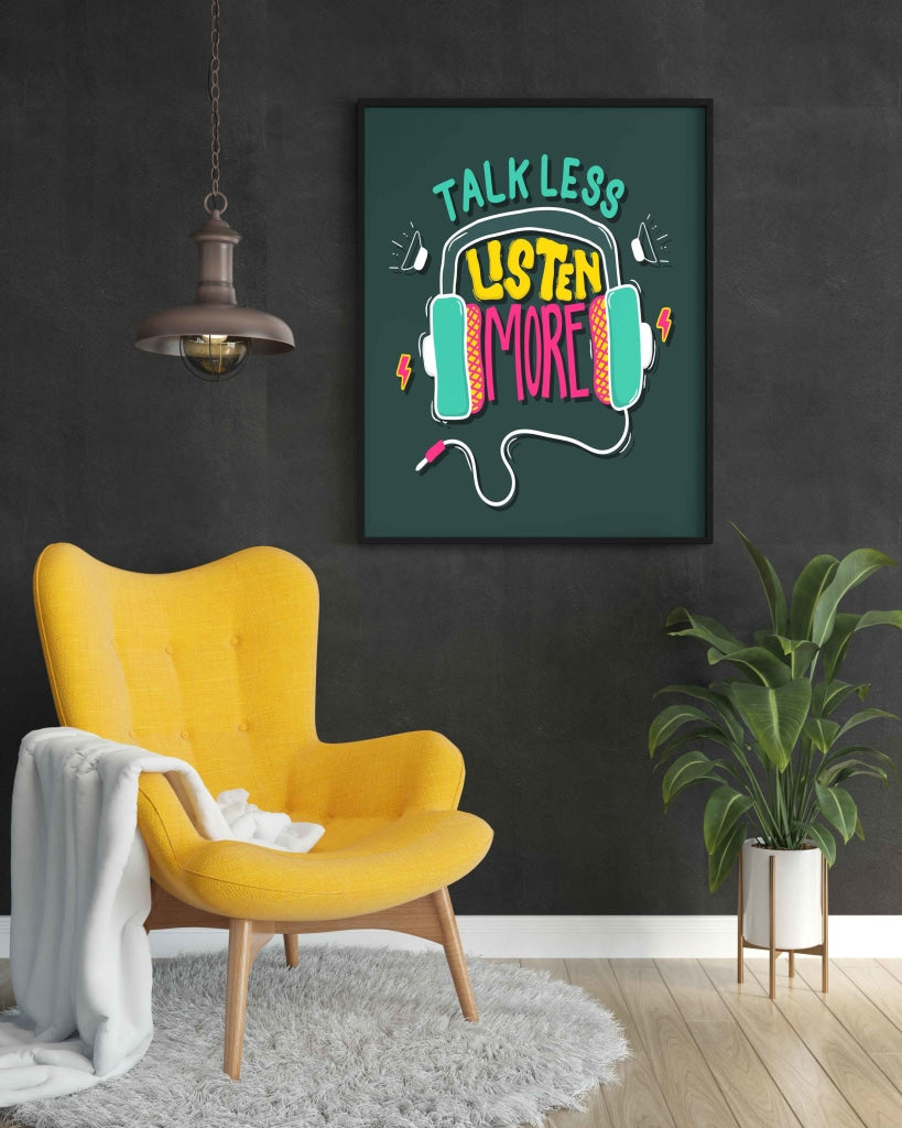 Talk Less Listen More - Inspirational Quotes Art Frame For Wall Decor- Funkydecors Xs / Black