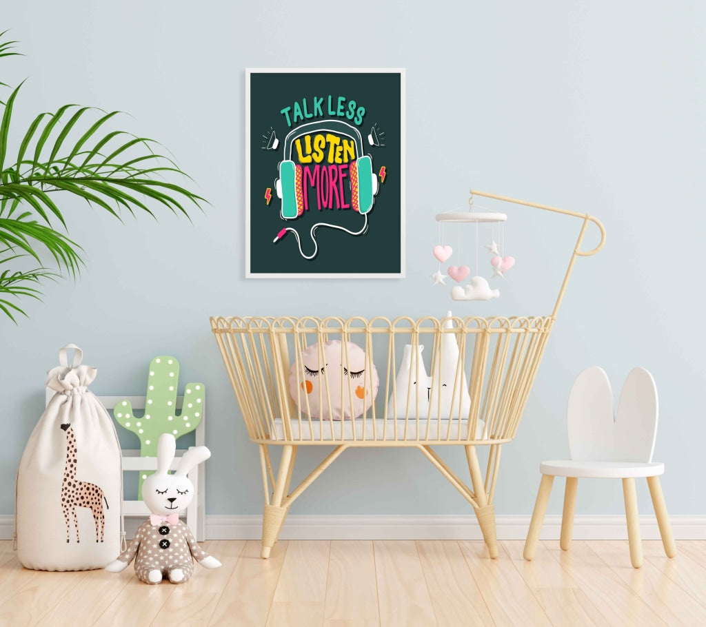 Talk Less Listen More - Inspirational Quotes Art Frame For Wall Decor- Funkydecors Xs / White
