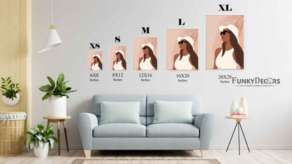 Tan Tone Women Portrait Art Frame For Wall Decor- Funkydecors Posters Prints & Visual Artwork