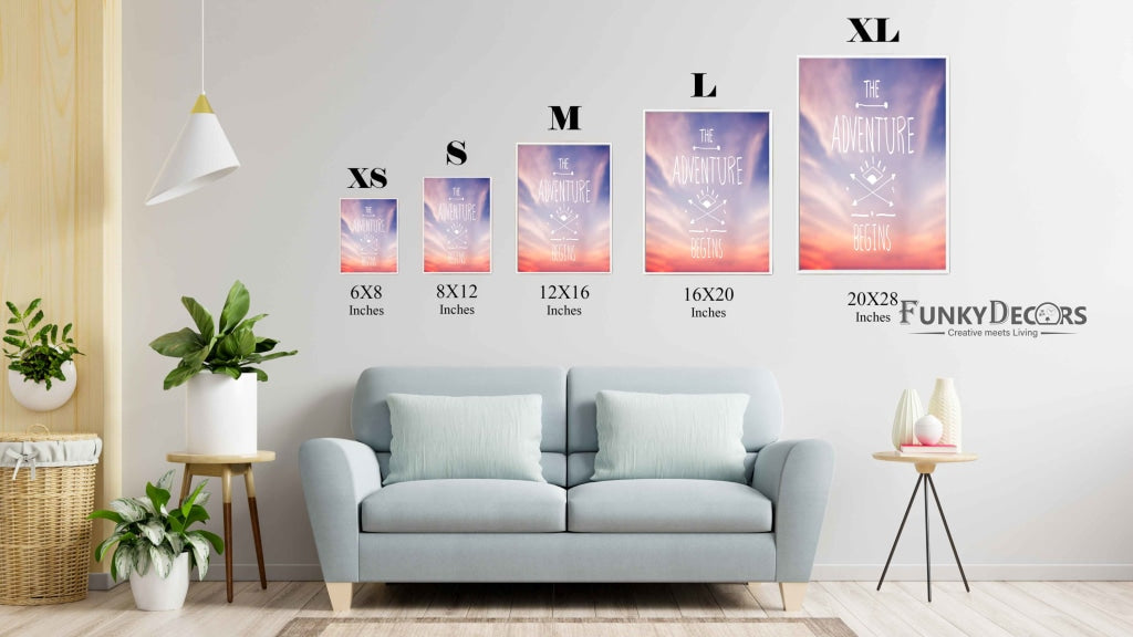 The Adventure Begins - Life Quotes Art Frame For Wall Decor- Funkydecors Posters Prints & Visual
