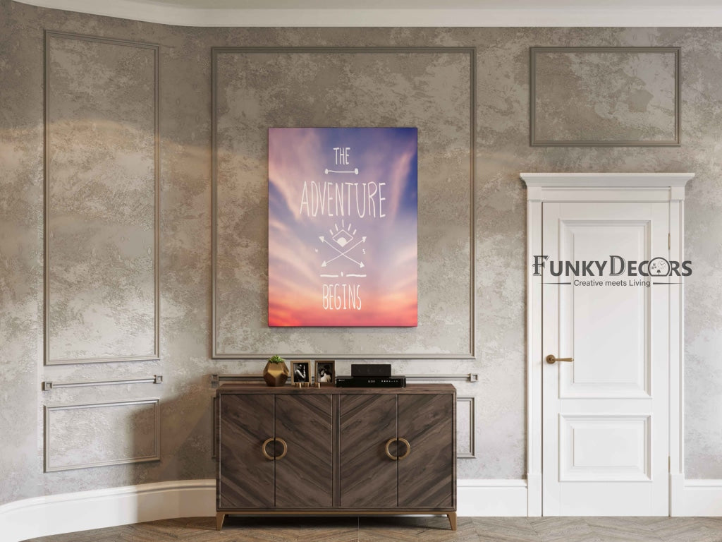 The Adventure Begins - Life Quotes Art Frame For Wall Decor- Funkydecors Posters Prints &amp; Visual