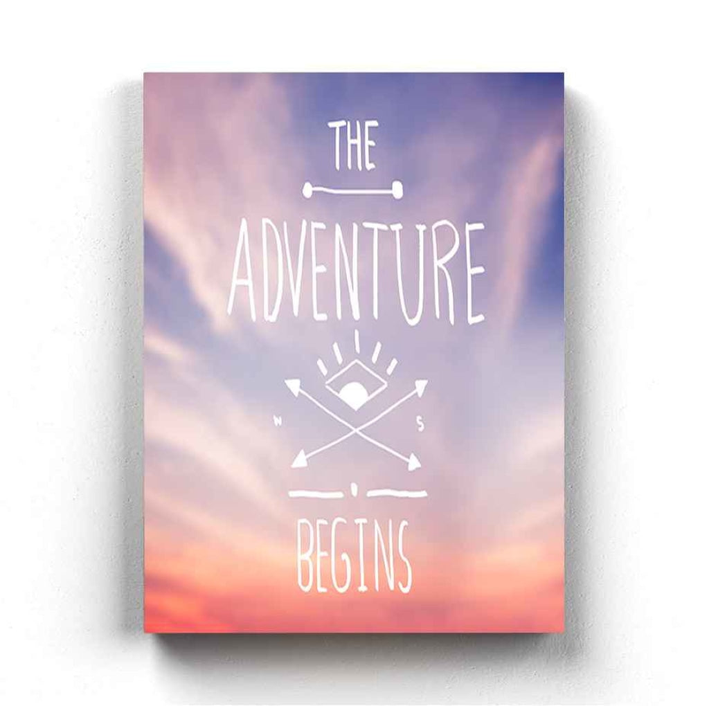 The Adventure Begins - Life Quotes Art Frame For Wall Decor- Funkydecors Xs / Canvas Posters Prints