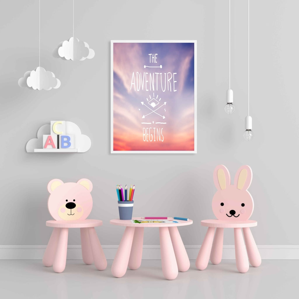 The Adventure Begins - Life Quotes Art Frame For Wall Decor- Funkydecors Xs / White Posters Prints &amp;