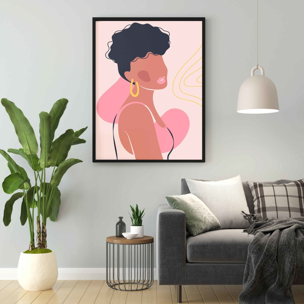 The Art Of Pink - Women Portrait Frame For Wall Decor- Funkydecors Xs / Black Posters Prints &amp;