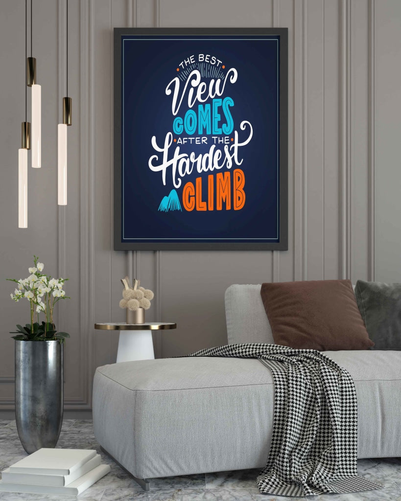 The Best View Comes After Hardest Climb - Motivation Quotes Art Frame For Wall Decor- Funkydecors Xs