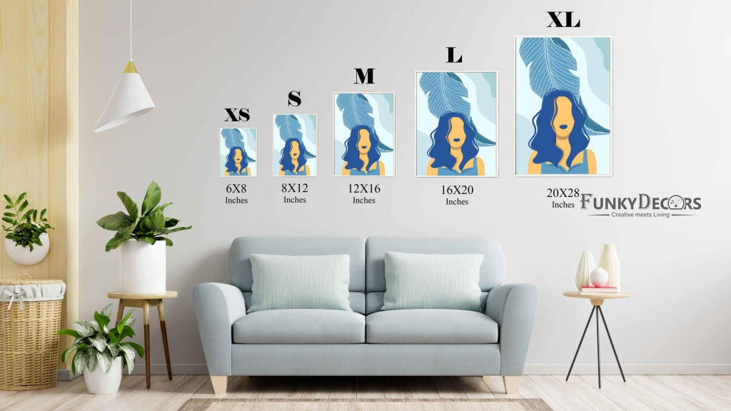 The Blue Art - Women Portrait Frame For Wall Decor- Funkydecors Posters Prints & Visual Artwork