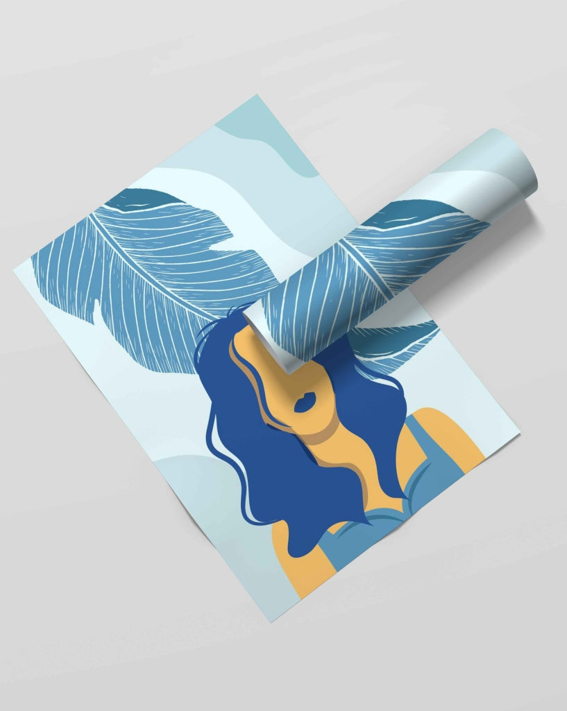 The Blue Art - Women Portrait Frame For Wall Decor- Funkydecors Xs / Roll Posters Prints &amp; Visual