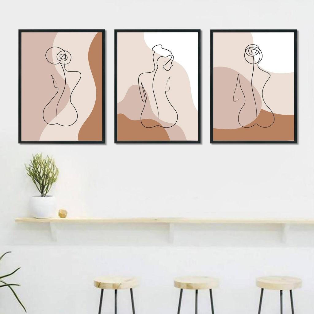 The Body Line 3 Panels Art Frame For Wall Decor- Funkydecors Xs / Black Posters Prints &amp; Visual