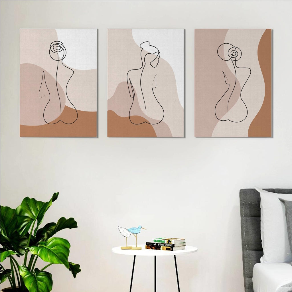 The Body Line 3 Panels Art Frame For Wall Decor- Funkydecors Xs / Canvas Posters Prints & Visual