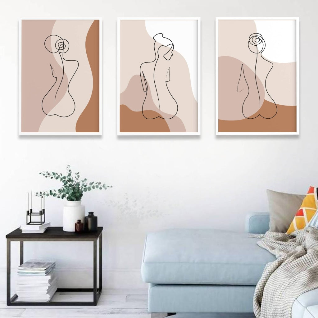 The Body Line 3 Panels Art Frame For Wall Decor- Funkydecors Xs / White Posters Prints & Visual