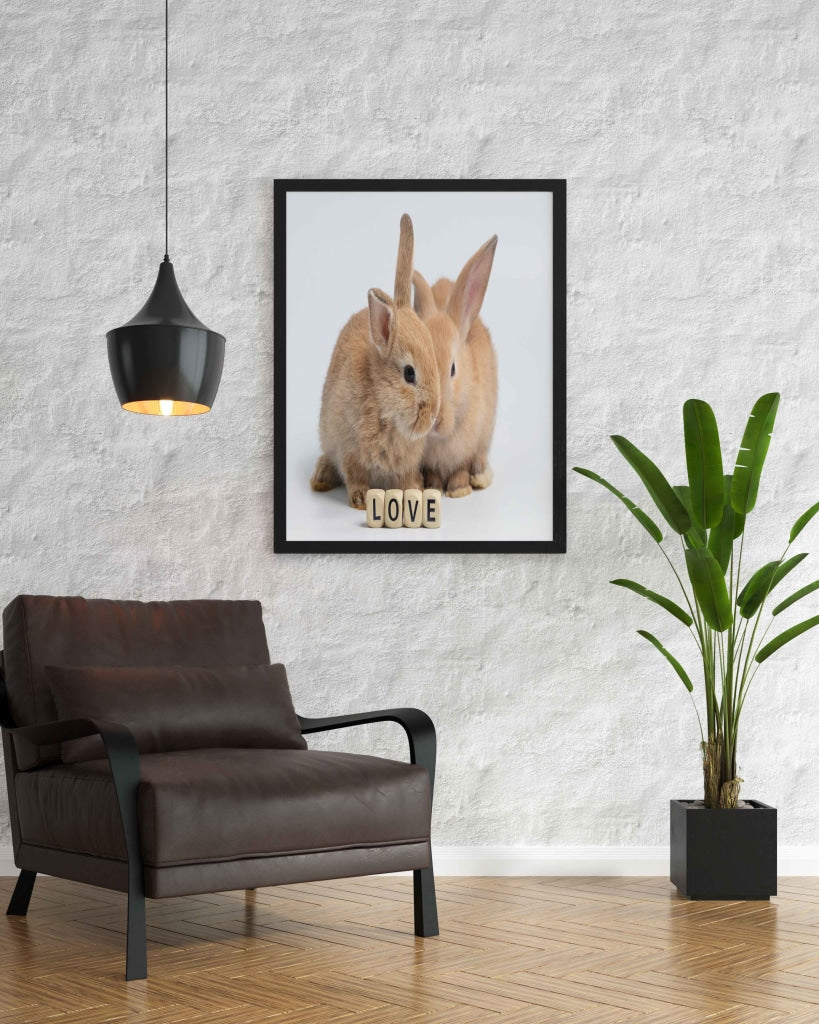 The Bunny - Animal Art Frame For Wall Decor- Funkydecors Xs / Black Posters Prints &amp; Visual Artwork