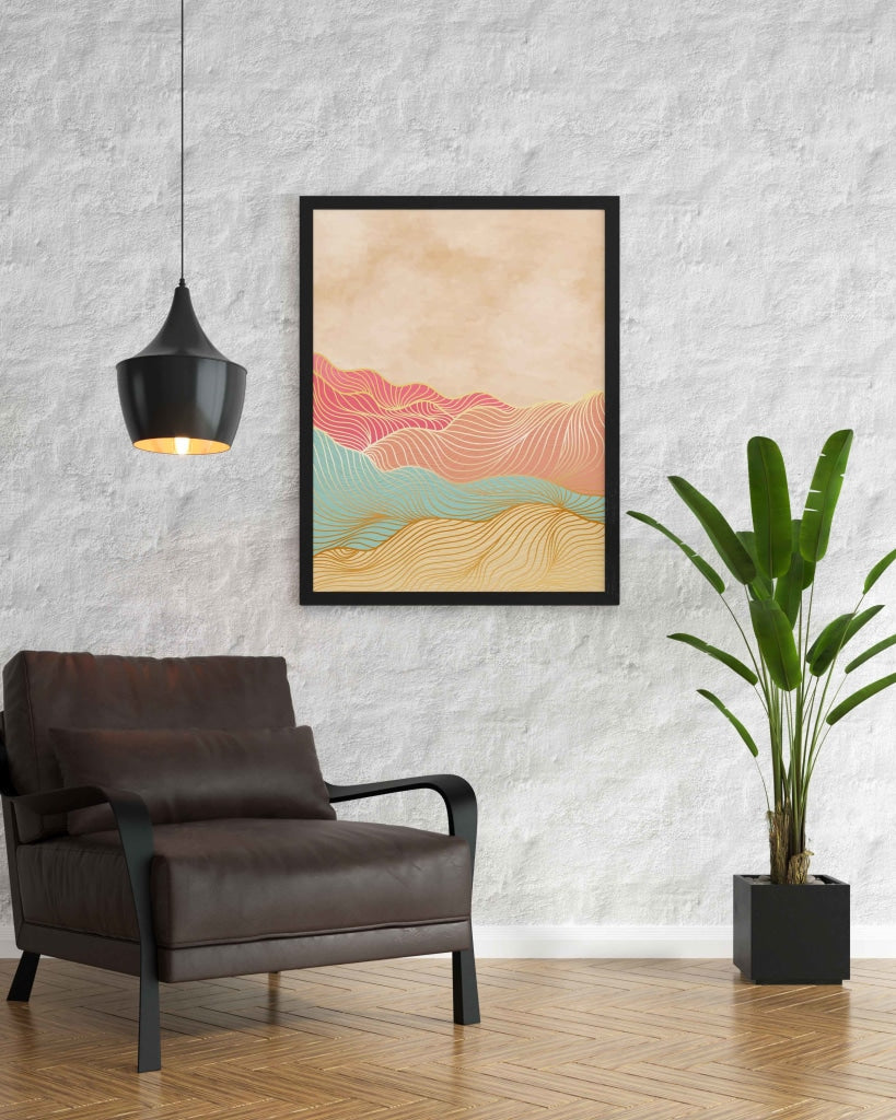 The Colour Wave - Minimal Art Frame For Wall Decor- Funkydecors Xs / Black Posters Prints &amp; Visual