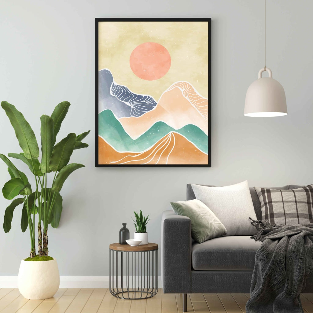 The Colourful Mountain - Minimal Art Frame For Wall Decor- Funkydecors Xs / Black Posters Prints &