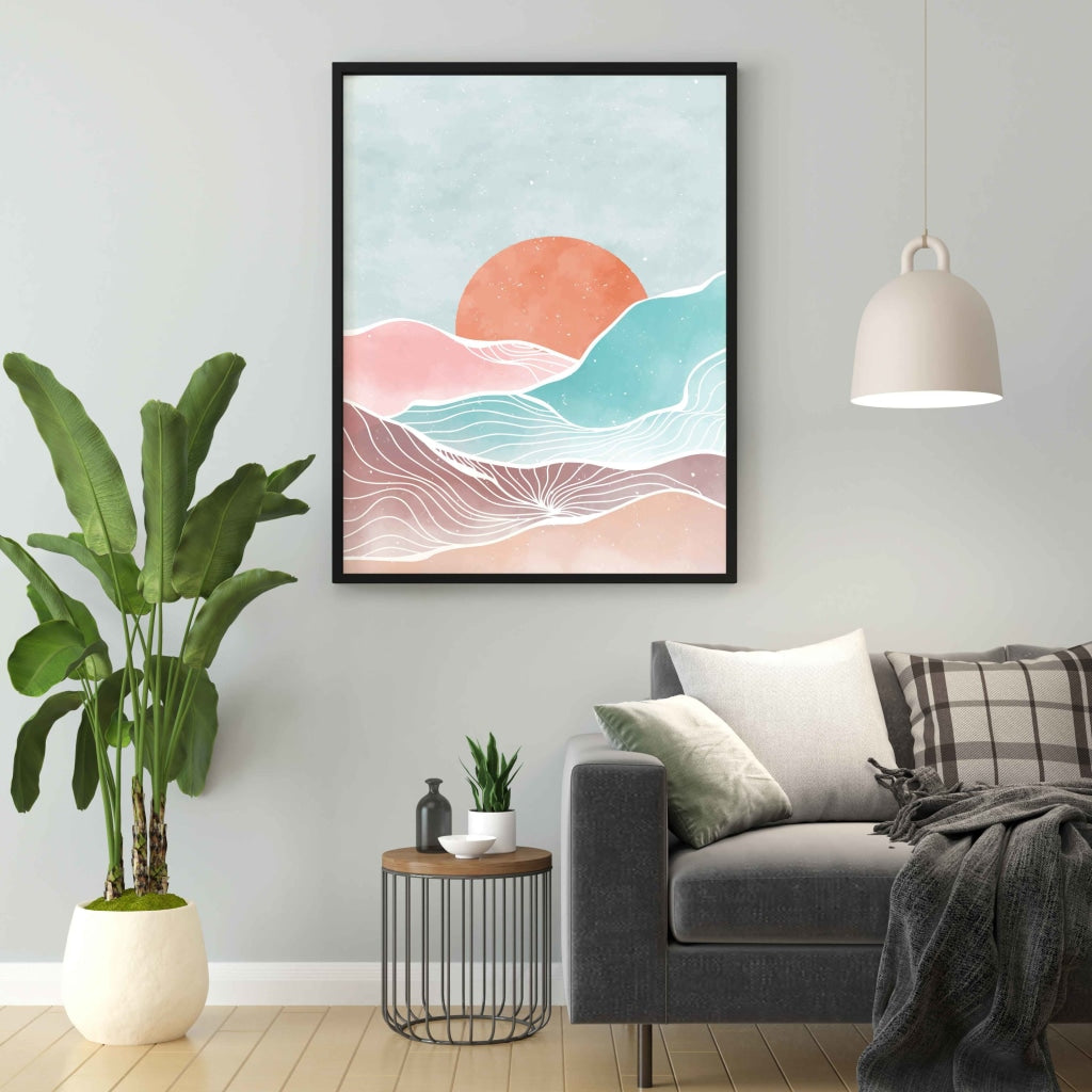 The Colourful Mountain - Minimal Art Frame For Wall Decor- Funkydecors Xs / Black Posters Prints &amp;