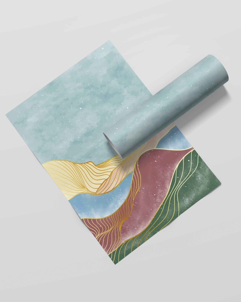 The Colourful Waves - Abstract Art Frame For Wall Decor- Funkydecors Xs / Roll Posters Prints &