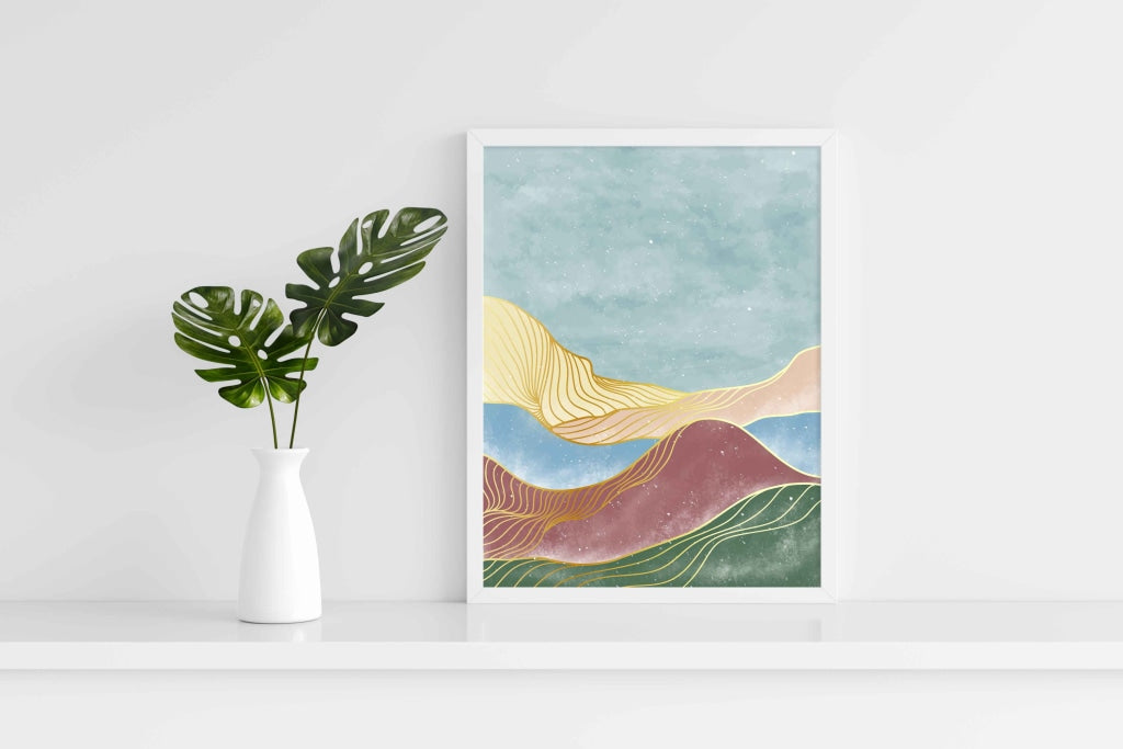The Colourful Waves - Abstract Art Frame For Wall Decor- Funkydecors Xs / White Posters Prints &amp;