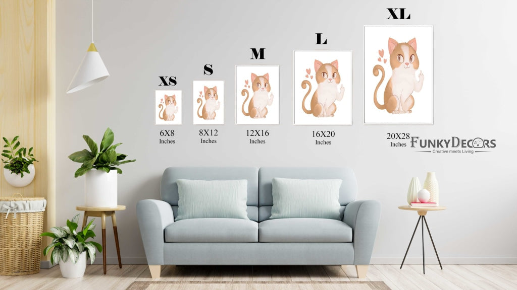 The Endearing Kitty- Nursery Art Frame For Wall Decor- Funkydecors Posters Prints & Visual Artwork