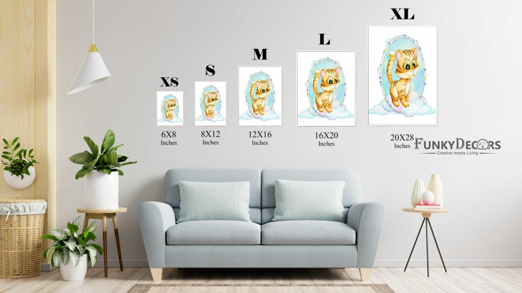The Endearing Kitty - Nursery Art Frame For Wall Decor- Funkydecors Posters Prints &amp; Visual Artwork