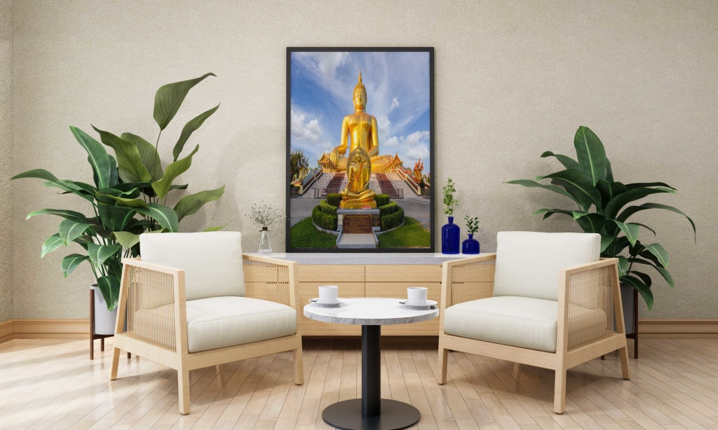 The Great Buddha - Spiritual Art Frame For Wall Decor- Funkydecors Xs / Black Posters Prints &amp;
