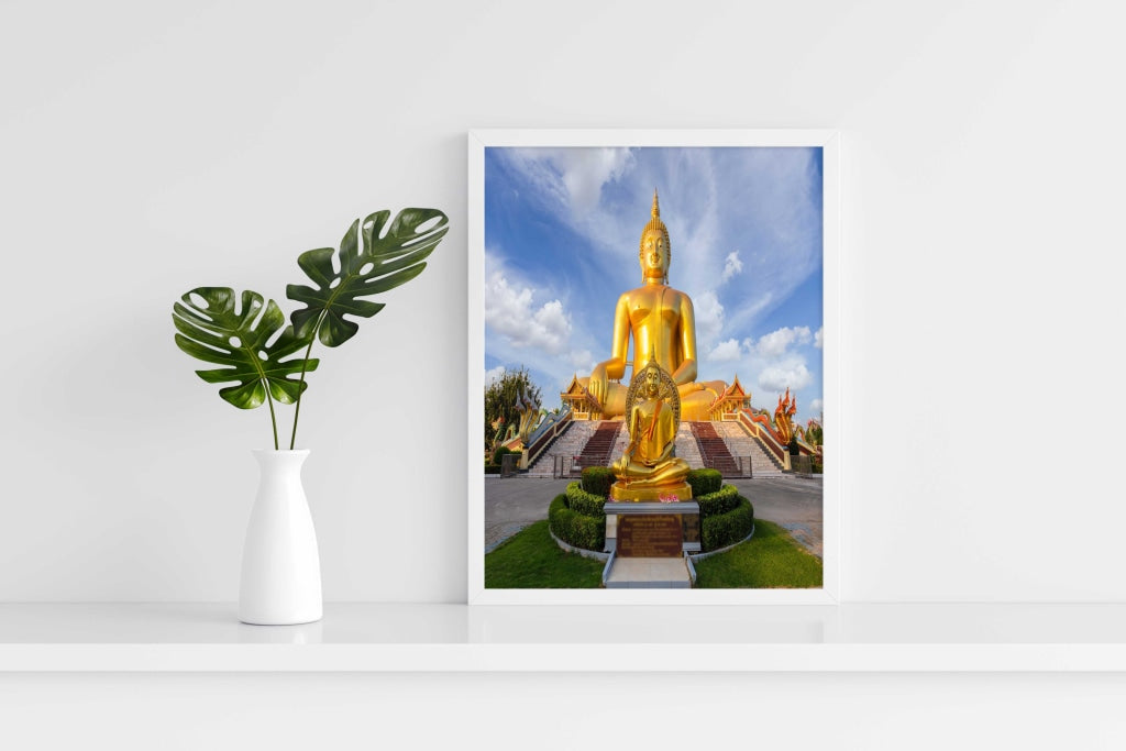 The Great Buddha - Spiritual Art Frame For Wall Decor- Funkydecors Xs / White Posters Prints &