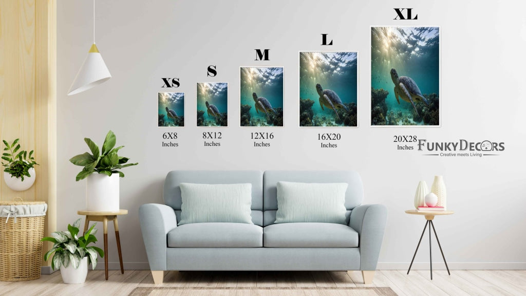 The Green Turtle - Animal Art Frame For Wall Decor- Funkydecors Posters Prints &amp; Visual Artwork