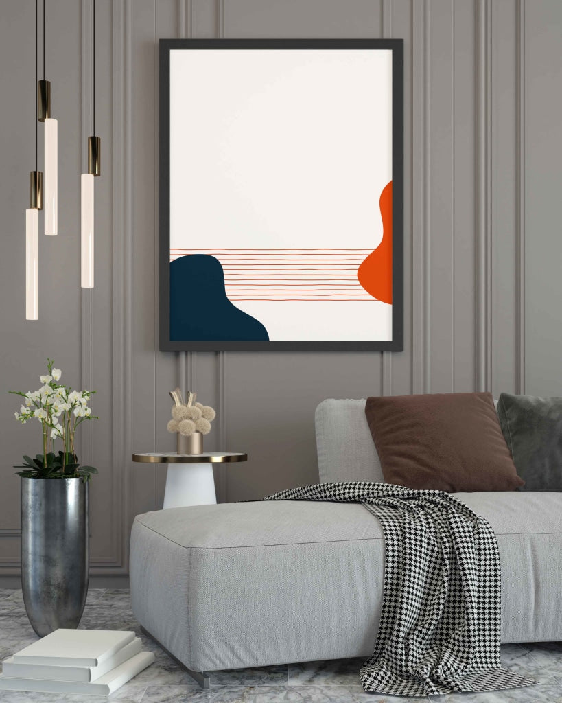 The Horizontal Pathway Geometric Art Frame For Wall Decor- Funkydecors Xs / Black Posters Prints &amp;