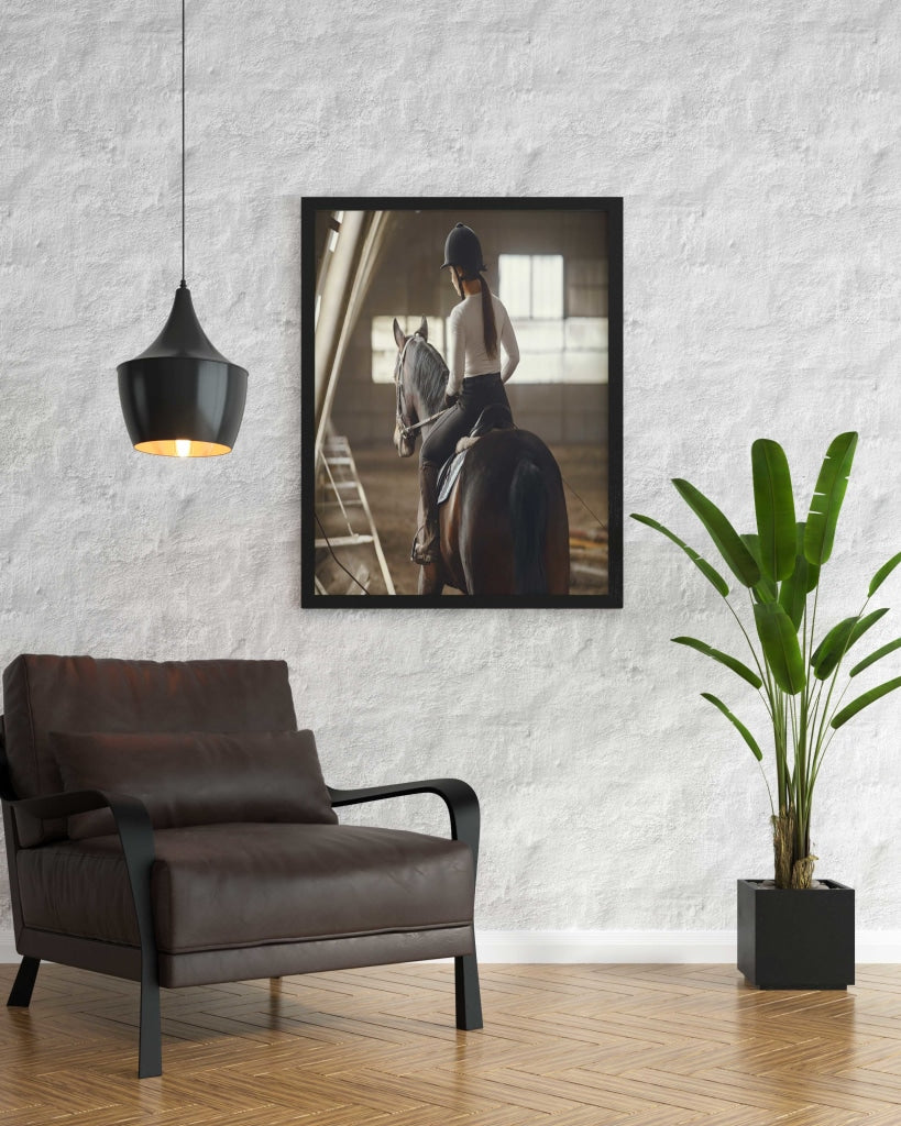 The Horse Rider - Sports Art Frame For Wall Decor- Funkydecors Xs / Black Posters Prints &amp; Visual
