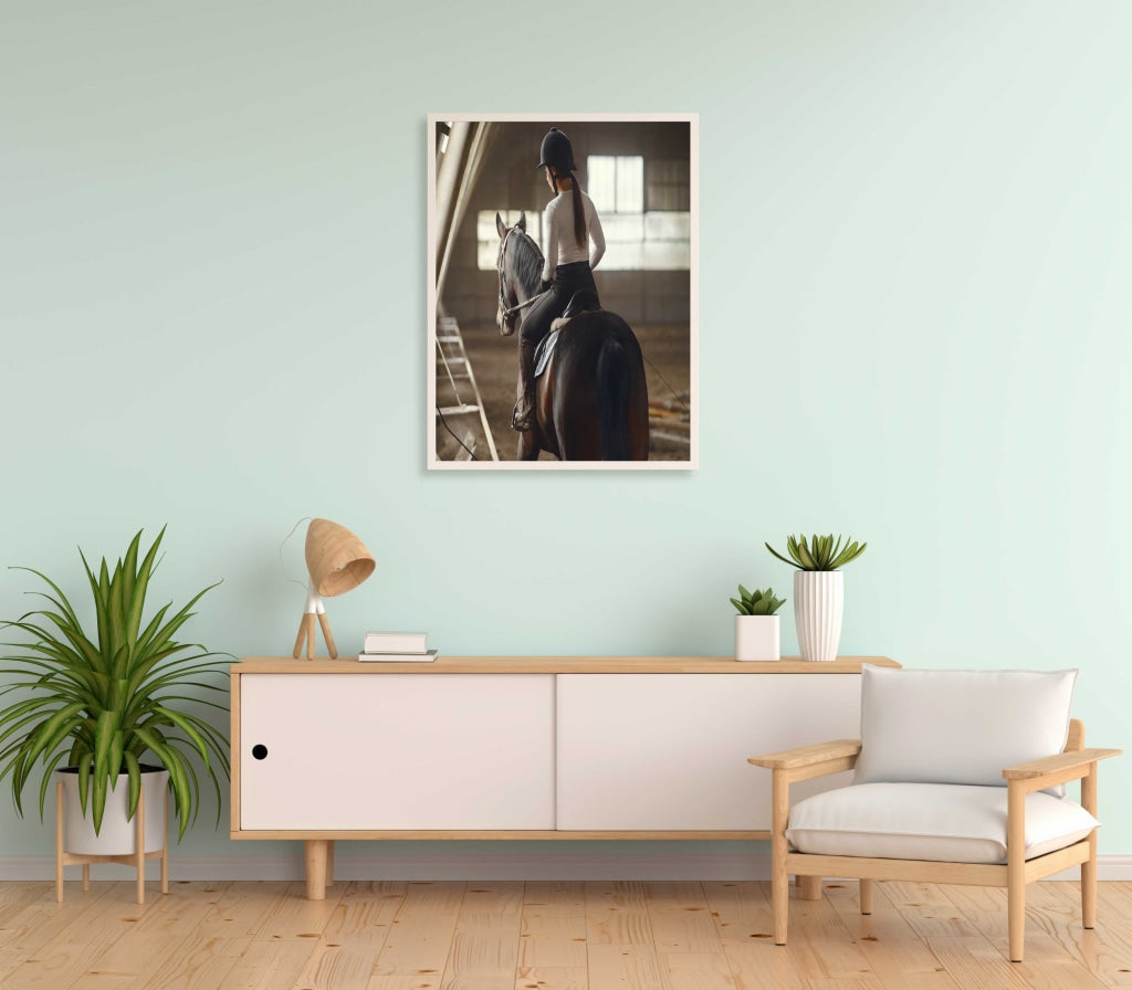 The Horse Rider - Sports Art Frame For Wall Decor- Funkydecors Xs / White Posters Prints &amp; Visual