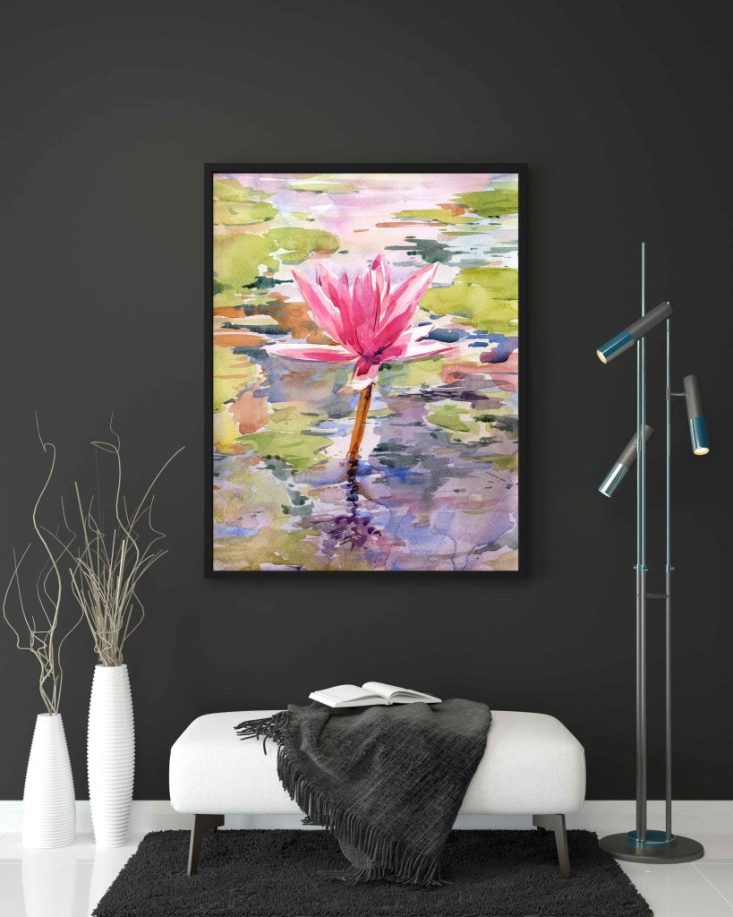 The Lotus Blooms - Nature Art Frame For Wall Decor- Funkydecors Xs / Black Posters Prints &amp; Visual