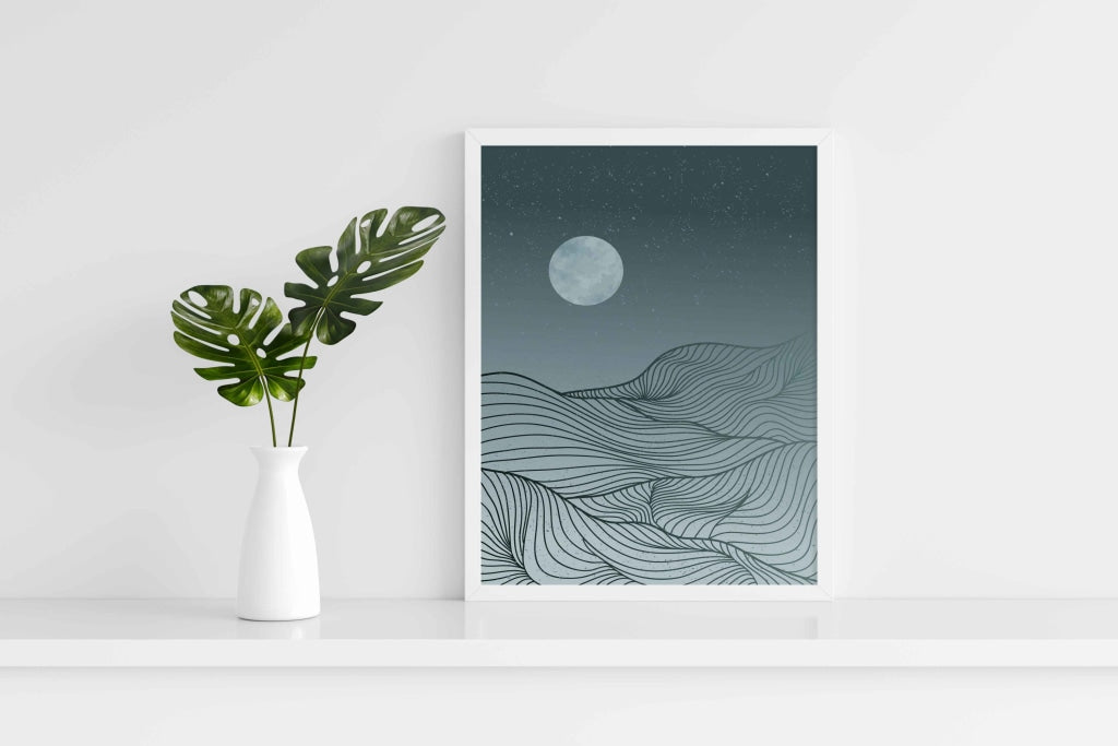 The Moon Magic - Minimal Art Frame For Wall Decor- Funkydecors Xs / White Posters Prints &amp; Visual