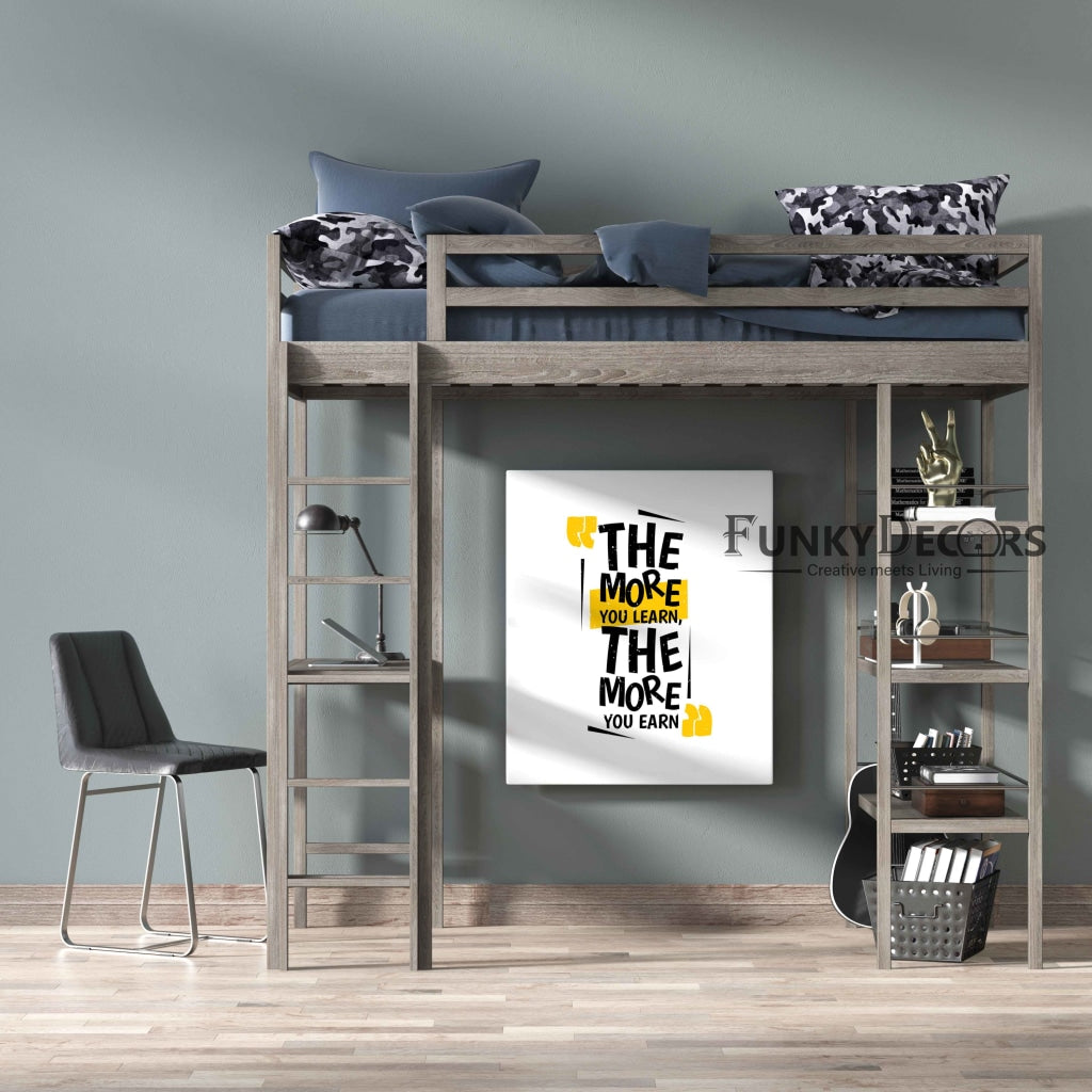 The More You Learn Earn - Motivation Quotes Art Frame For Wall Decor- Funkydecors Posters Prints &amp;