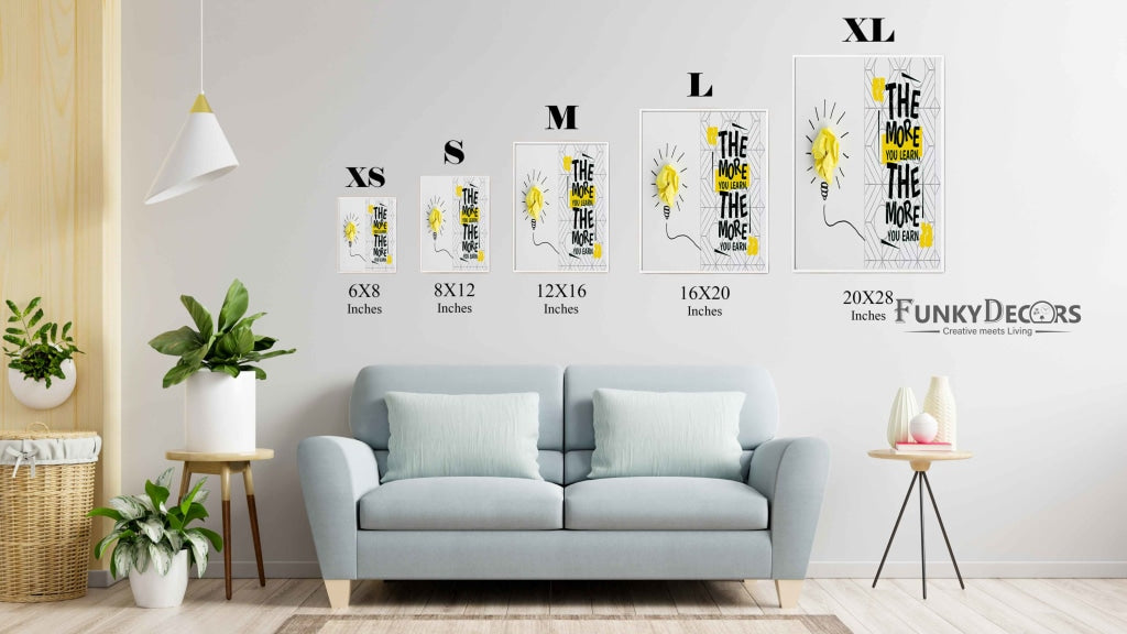 The More You Learn Earn - Motivation Quotes Art Frame For Wall Decor- Funkydecors Posters Prints &